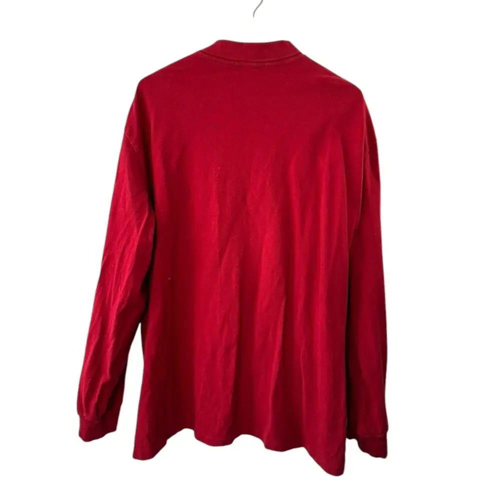 Polo by Ralph Lauren Red Long Sleeve Cotton Polo Shirt Men's XL